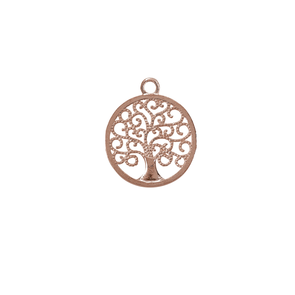 Tree of life with eyelet 15mm, silver rose gold plated (1 pc./unit)