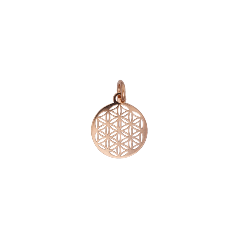 Flower of Life with eyelet and ring 10mm, silver rose gold plated (4pcs/dl)
