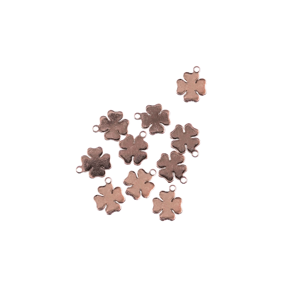 Shamrock with eyelet 06mm, silver rose gold plated (10pcs / pack)