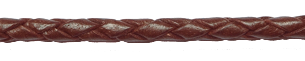 Leather strap braided, brown, cow, 4mm x 2m