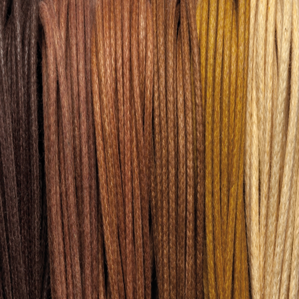 Cotton Cords waxed, mixture "Savannah", 1,0mm (6 colors at 5m each)