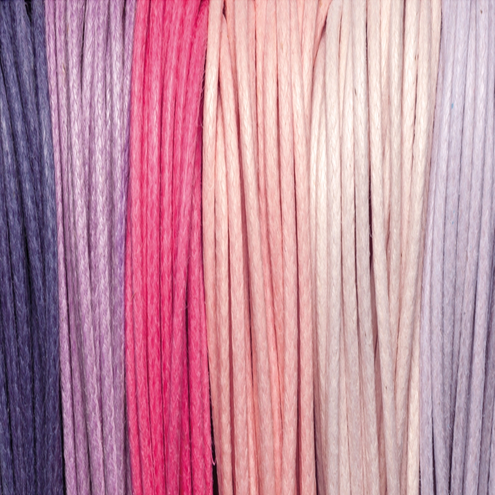 Cotton Cords waxed, mixture "Blütenzauber", 2.0mm (6 colors, 5m each)