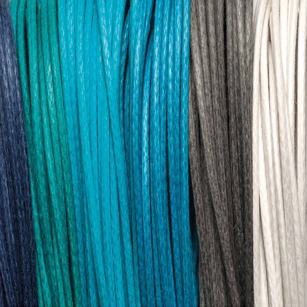 Cotton Cords waxed, mixture "Meeresrauschen", 2.0mm (6 colors, 5m each)