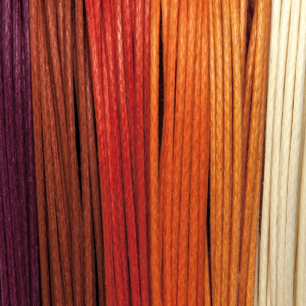 Baumwollbänder gewachst, Mischung "Morgenröte", 2,0mm (6 Farben zu je 5m)