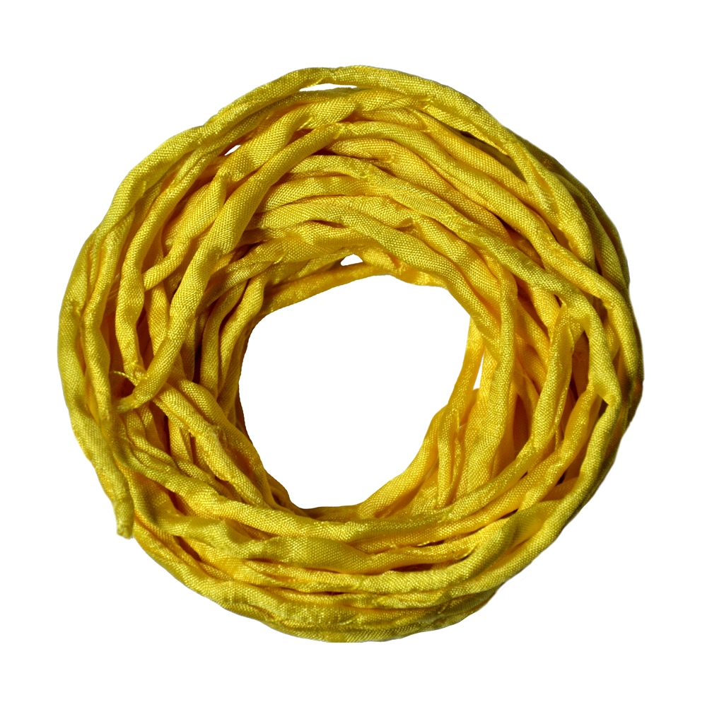 Cordons de soie Habotai jaune, 100cm (6 pcs/unité)