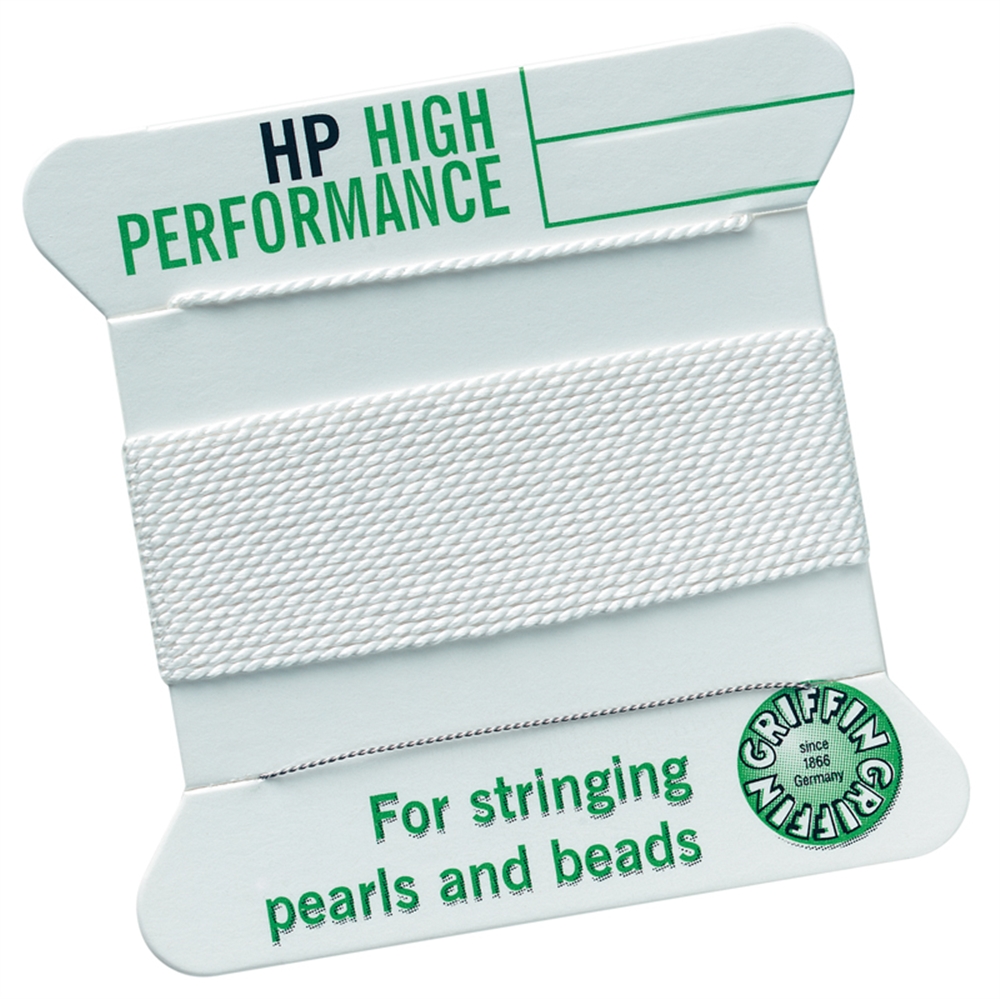 High-Performance Beading Thread white + pre-threading needle, 0,45mm/2m