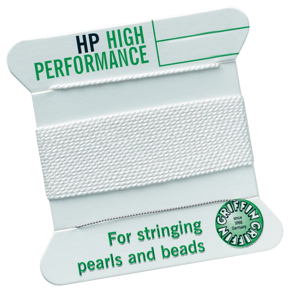 High-Performance Beading Thread white + pre-threading needle, 0.80mm/2m