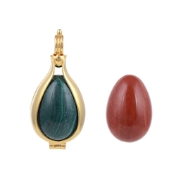 240009220002 Pendant change set eggs, Malachite and red Jasper (red), gold plated | Marco Schreier