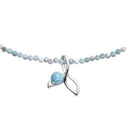 240018250015 Chaîne Larimar avec pendentif nageoire baleine, rhodié | Marco Schreier