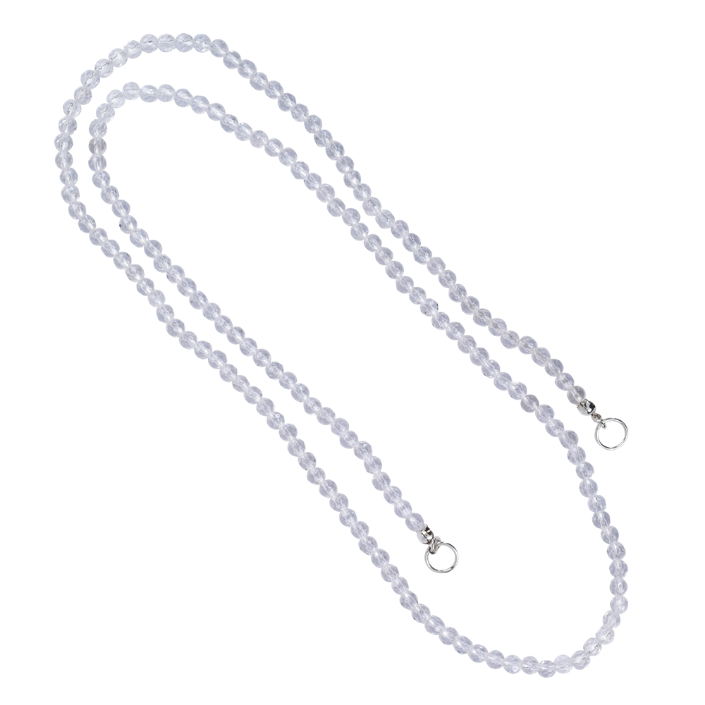 Modular necklace 4mm/70 cm Rock Crystal with two 925 silver end rings