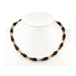 241005160034 Necklace Onyx, Jasper, Citrine ( black-red-gold ), 45 - 51cm | Marco Schreier