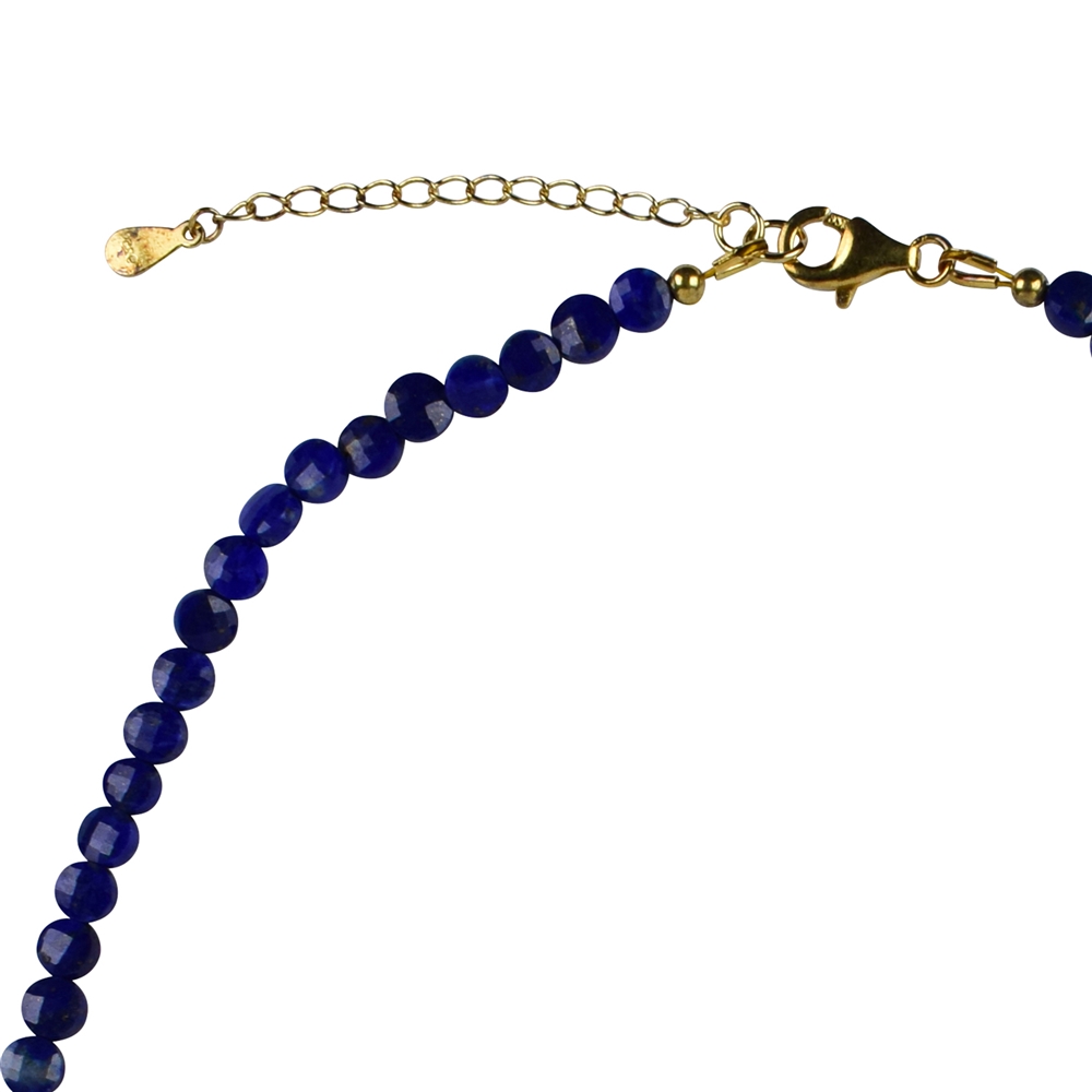 Necklace Lapis Lazuli, Coins (4,5mm), faceted, gold plated, extension chain