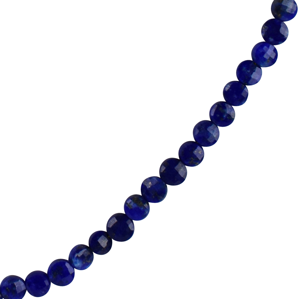 Kette Lapis Lazuli, Coins (4,5mm), facettiert, vergoldet, Verlängerungskettchen