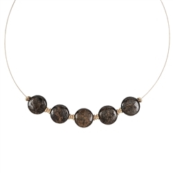 241009210021 Necklace Bronzite, discs, gold plated, extension chain | Marco Schreier