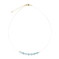 Necklace Aquamarine, gold plated, extension chain