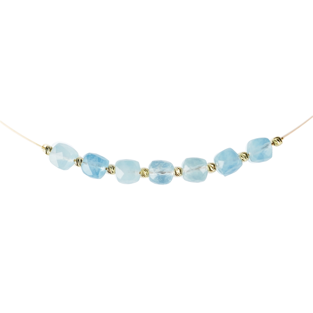 Necklace Aquamarine, gold plated, extension chain