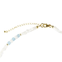 Necklace Aquamarine, Mother of Pearl, gold plated, extension chain