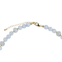 Necklace chalcedony, button faceted, gold plated, extension chain