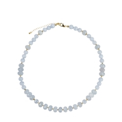 241009230011 Necklace chalcedony, button faceted, gold plated, extension chain | Marco Schreier