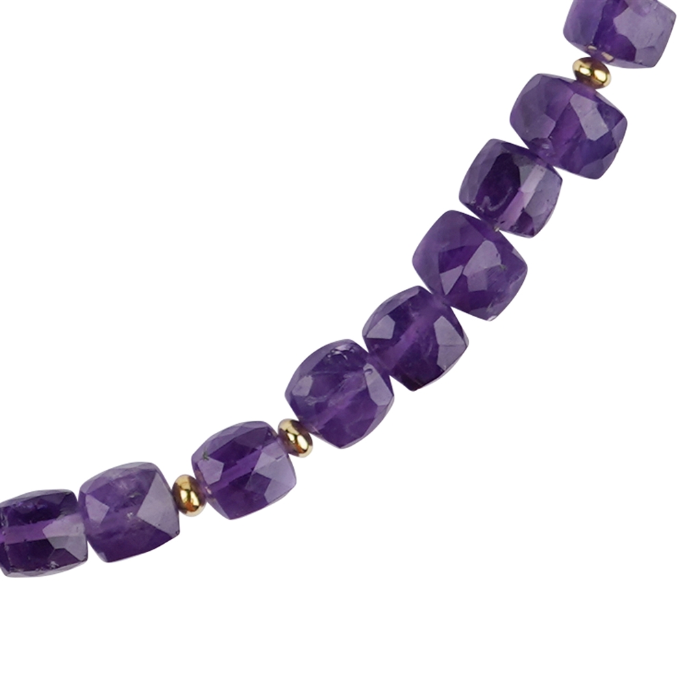 Necklace amethyst, cube (6 - 8mm), gold plated