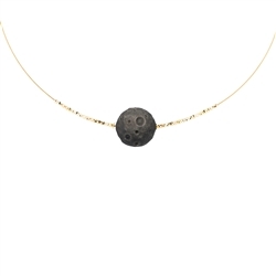 241009230027 Silver luster obsidian necklace, moon ball, gold-plated, extension chain | Marco Schreier