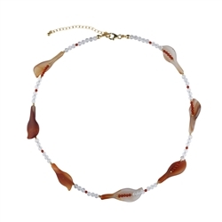 241009230028 Necklace carnelian (heated) calla, gold-plated | gems, healing stones & jewelry