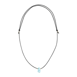 241009230038 Larimar necklace leather with drops (20 x 10mm), 40 - 80cm, gold-plated | Marco Schreier