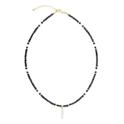 241009240020 Tourmaline (black) necklace, Mother of Pearl, gold-plated | Marco Schreier