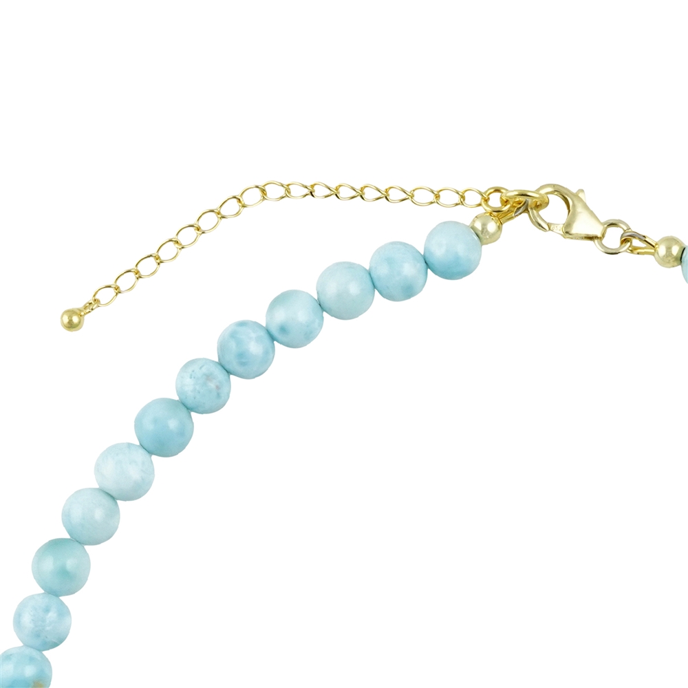 Larimar necklace, beads (7mm), gold-plated, extension chain 