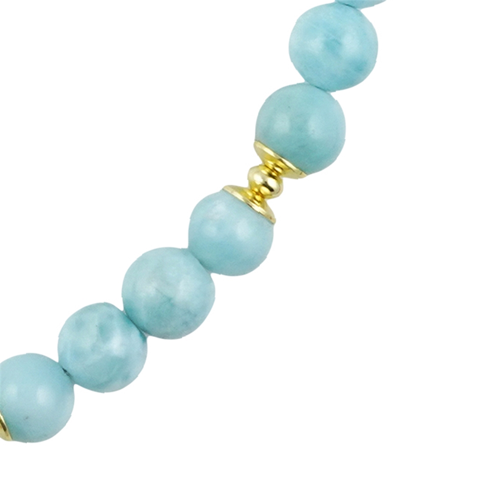 Larimar necklace, beads (7mm), gold-plated, extension chain 