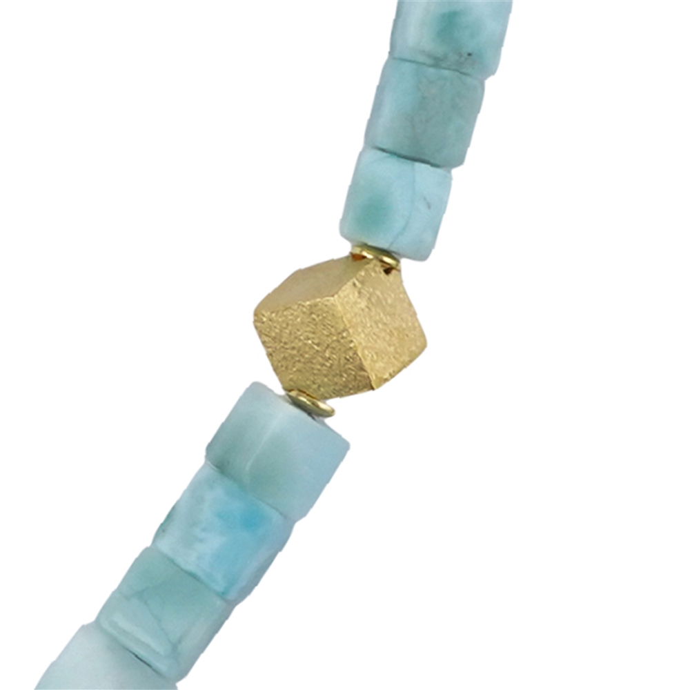 Larimar necklace, cube (5mm), gold-plated, extension chain 