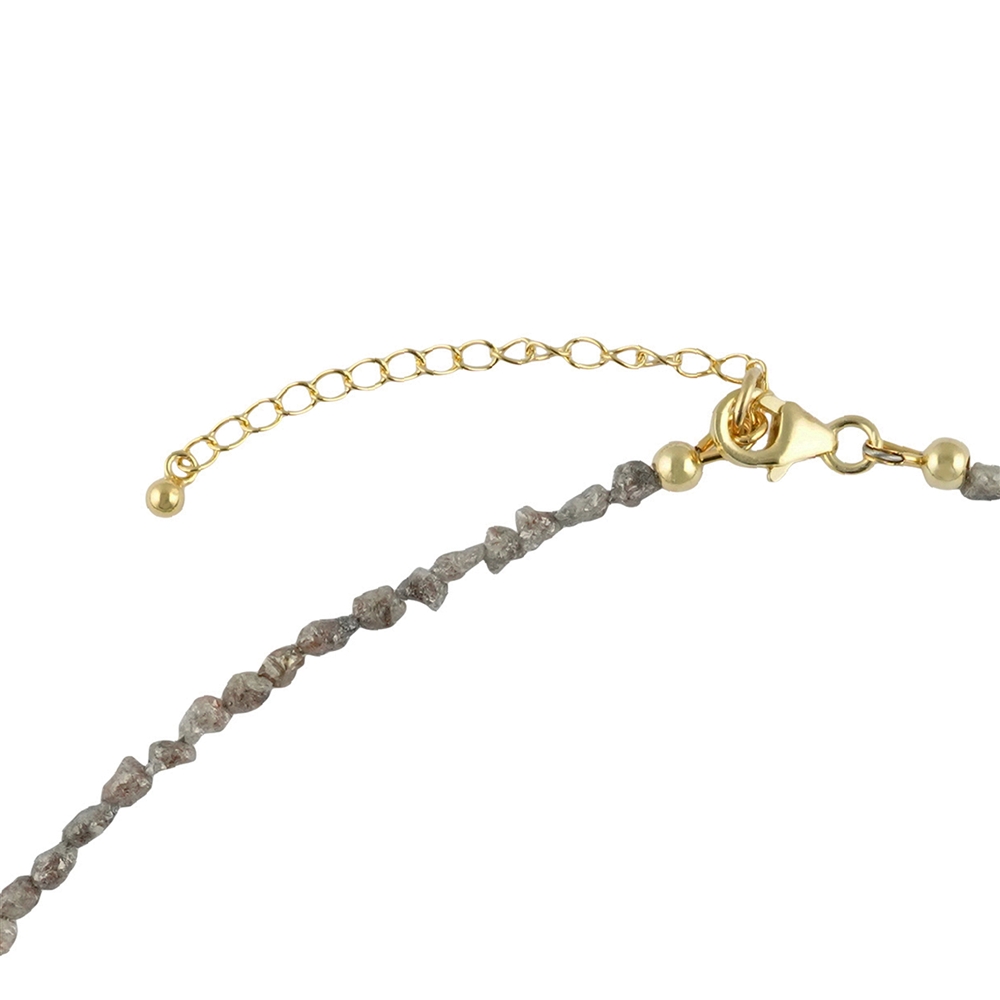 Necklace Diamond (gray), rough crystals (2.5mm), gold-plated, extension chain