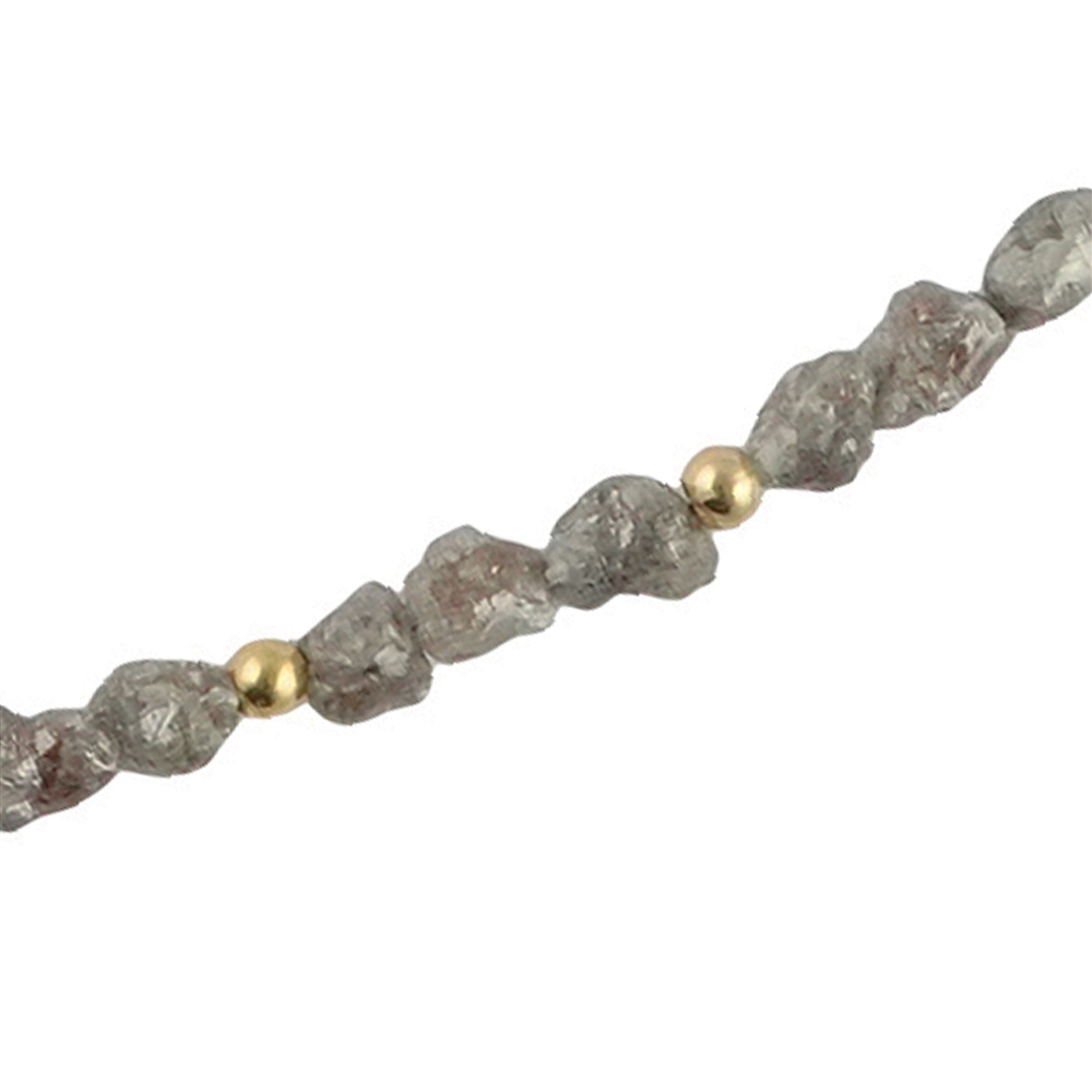 Necklace Diamond (gray), rough crystals (2.5mm), gold-plated, extension chain