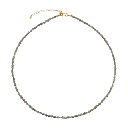 241009240050 Necklace Diamond (gray), rough crystals (2.5mm), gold-plated, extension chain | Marco Schreier