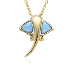 241009240060 Larimar pendant, manta, 1.8 cm, gold-plated, with chain | Marco Schreier