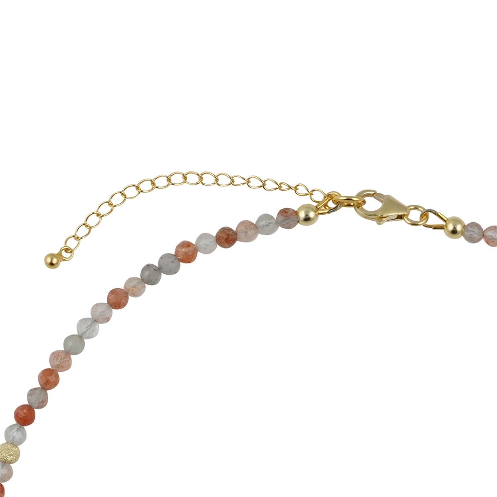 Necklace sunstone (Arusha), beads (4mm) faceted, gold-plated, extension chain | Marco Schreier