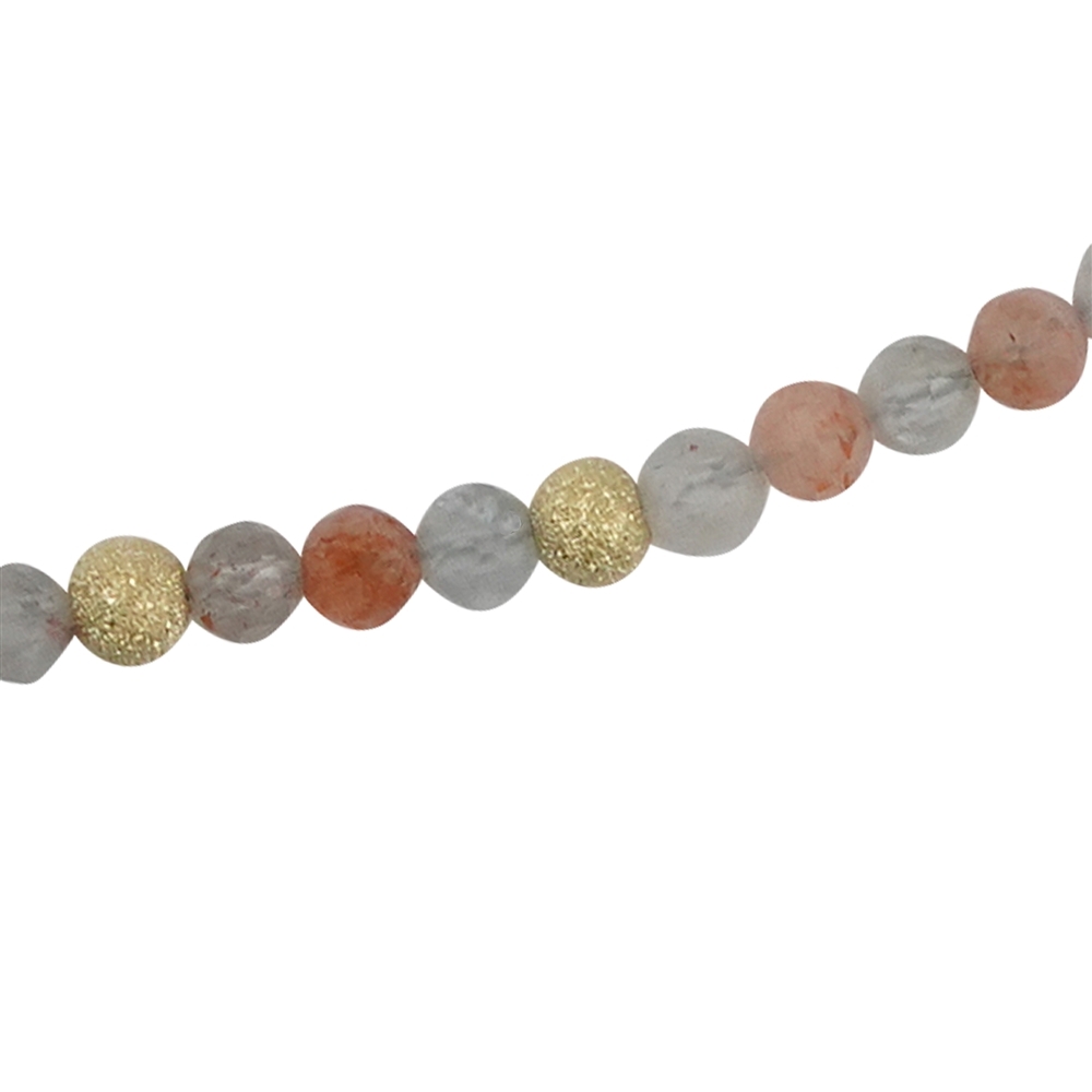 Necklace sunstone (Arusha), beads (4mm) faceted, gold-plated, extension chain | Marco Schreier