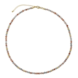 241009250018 Necklace sunstone (Arusha), beads (4mm) faceted, gold-plated, extension chain | Marco Schreier