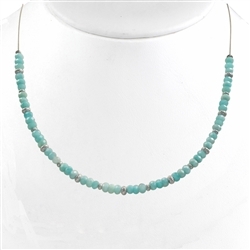 241018180028 Necklace Amazonite, buttons, rhodium plated, extension chain | Marco Schreier