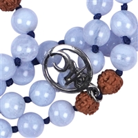 Mala necklace Blue Lace Agate (Vishuddha; Throat Chakra)