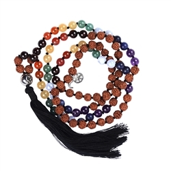 241018190107 Edelstein-Mala Rudraksha mit Chakrasteinen | GH Edelsteine, Heilsteine & Schmuck