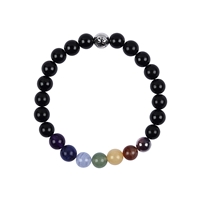 Mala necklace Tourmaline (black) with chakra beads