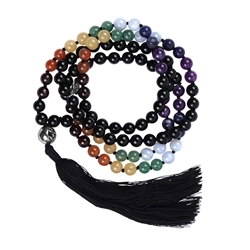 241018190108 Edelstein-Mala Schörl mit Chakraperlen | Edelsteine, Heilsteine & Schmuck-Handel