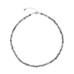 241018200010 Necklace Zoisite with Ruby, 6mm beads faceted, extension chain | Marco Schreier