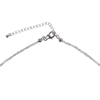 Collana di diamanti (argento), cristalli grezzi (2,0 - 2,5 mm), rodiati, catena di estensione