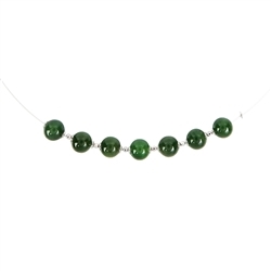 241018210010 Necklace Nephrite, beads, rhodium plated, extension chain | Marco Schreier