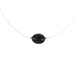 241018210013 Necklace rainbow Obsidian, Lense, rhodium-plated, extension chain | Marco Schreier