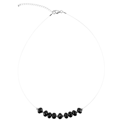 241018210016 Necklace Spinel (black) Button faceted, silver rhodium plated, extension chain | Marco Schreier