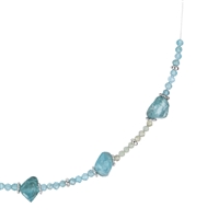 Apatite necklace, nuggets/beads, rhodium-plated, extension chain