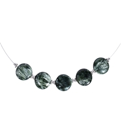 241018220010 Serafinite necklace, coin 16mm, rhodiniert, extension chain | Marco Schreier